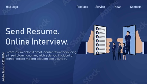 Business team interview resume online application. Business Landing Page Template.
