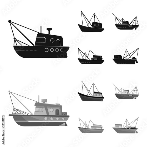 Isolated object of transport and industrial sign. Set of transport and yacht stock symbol for web.
