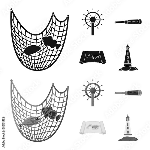 Isolated object of travel and attributes logo. Collection of travel and seafaring vector icon for stock.