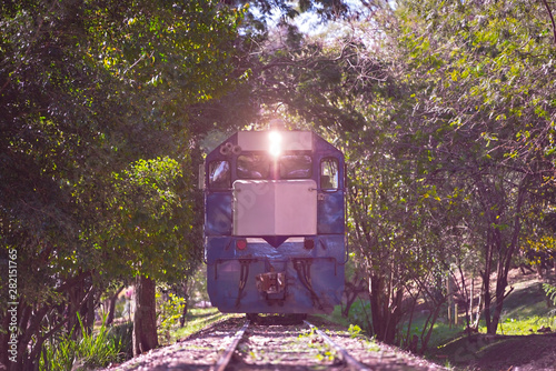 Curitiba, Parana, Brazil - August 08, 2019: Train in the Hugo Lange neighborhood of Curitiba, local time 02:24 PM.