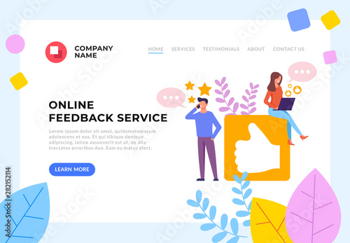 Feedback rating thumb up banner poster concept. Vector design graphic flat cartoon illustration