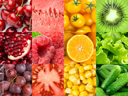 Fototapeta Naklejka Na Ścianę i Meble -  Background of fruits and vegetables. Vitamins