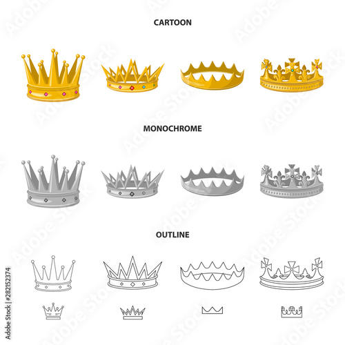Vector design of medieval and nobility sign. Set of medieval and monarchy stock vector illustration.