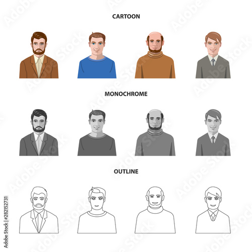 Isolated object of hairstyle and profession logo. Collection of hairstyle and character stock vector illustration.