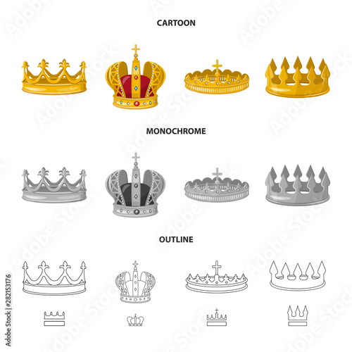 Vector illustration of medieval and nobility sign. Collection of medieval and monarchy stock vector illustration.