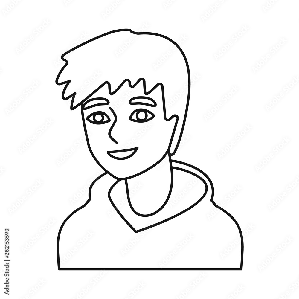 Vector illustration of face and guy symbol. Set of face and head vector icon for stock.