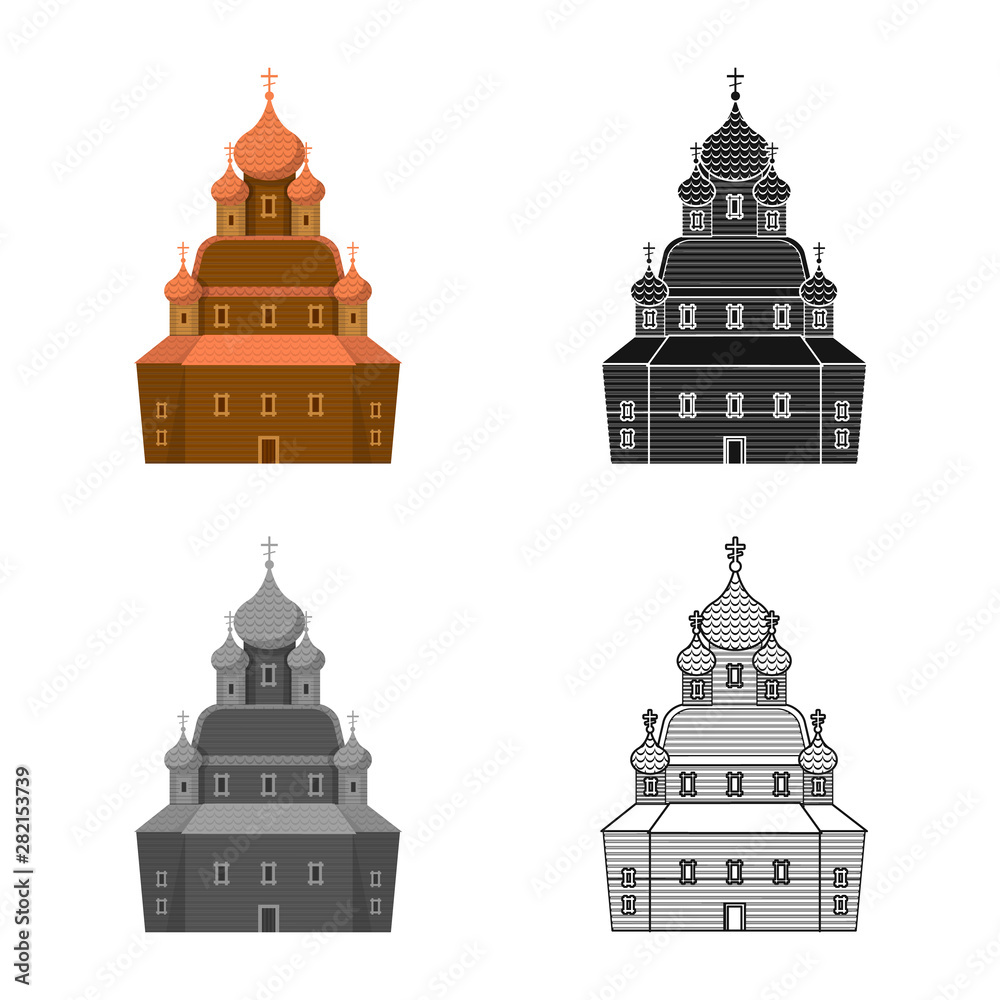 Vector illustration of church and orthodox logo. Set of church and construction stock vector illustration.