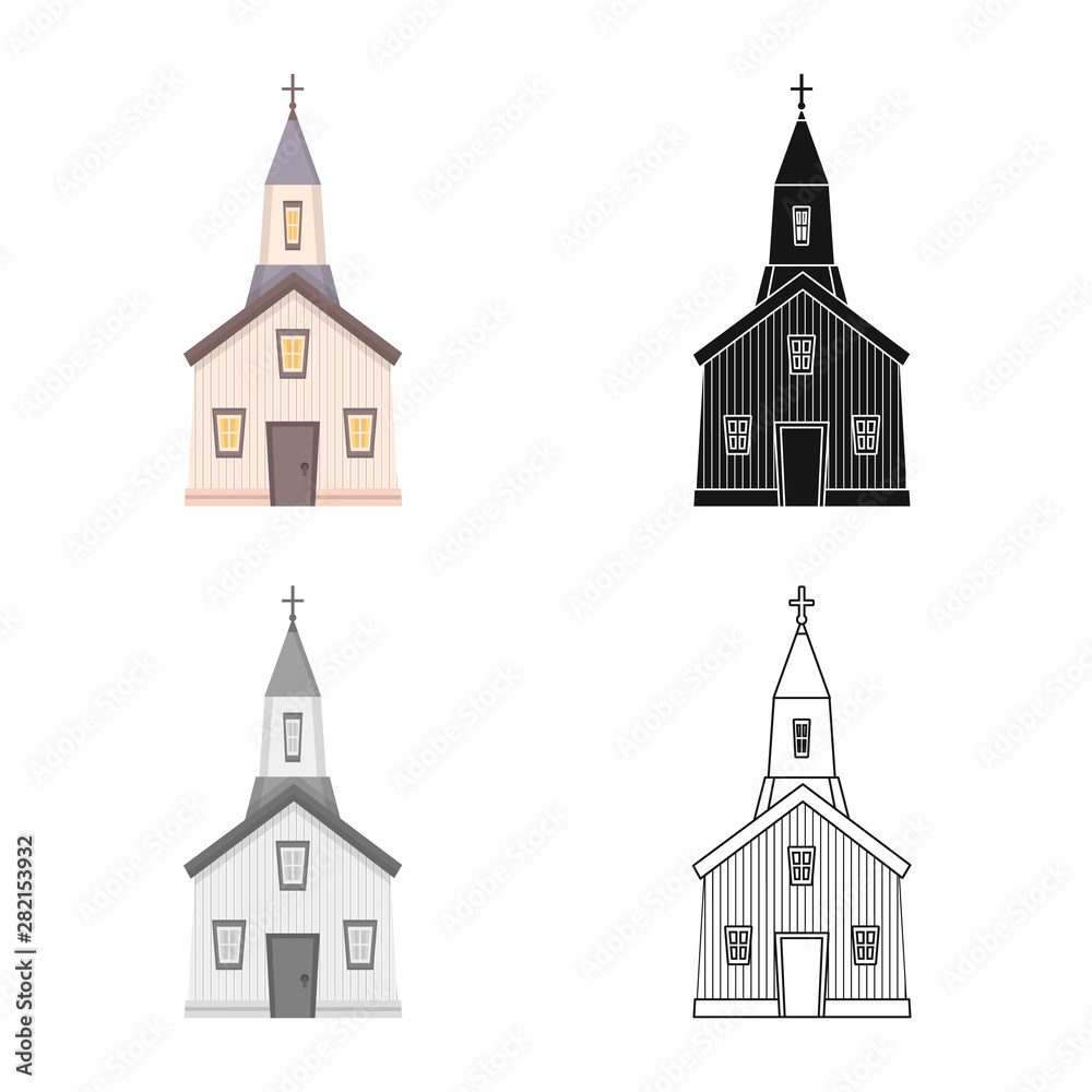 Vector design of church and catholic logo. Set of church and prayer stock vector illustration.