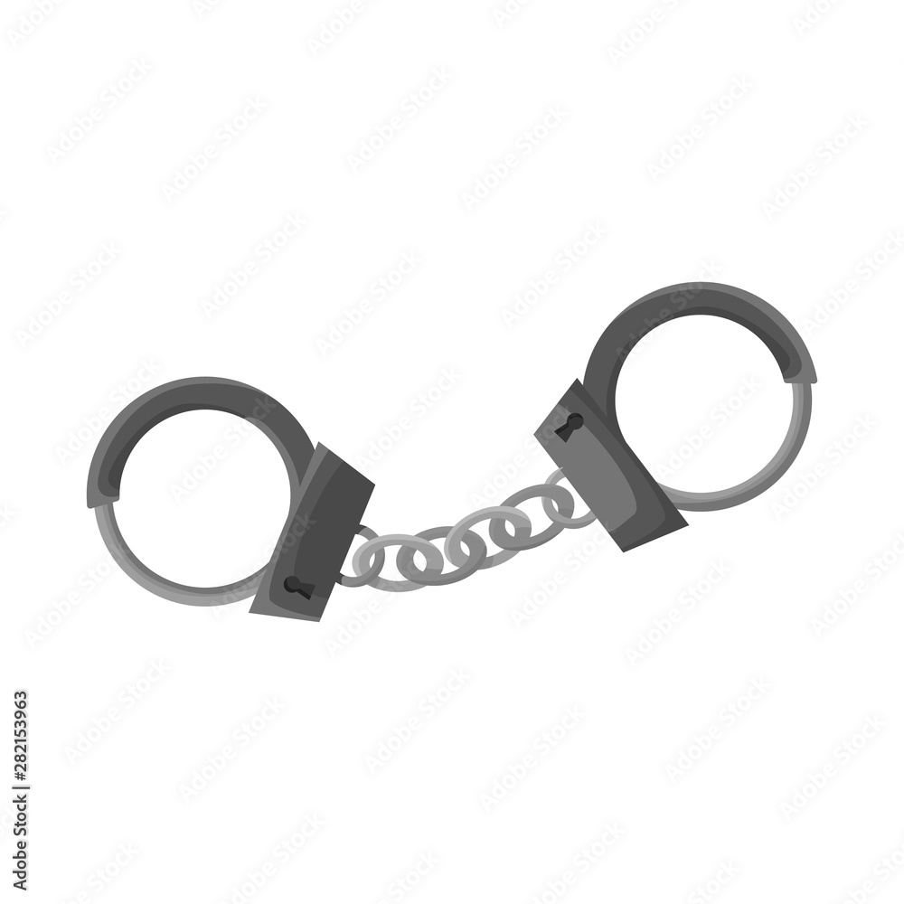 Isolated object of handcuff and chain sign. Set of handcuff and law vector icon for stock. Isolated object of handcuff and chain sign. Set of handcuff and law vector icon for stock.