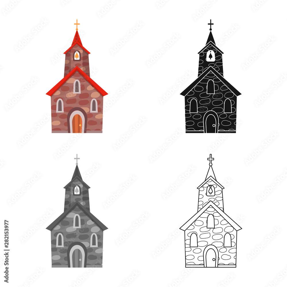 Vector design of church and catholic icon. Collection of church and spiritual stock vector illustration. Vector design of church and catholic icon. Collection of church and spiritual stock vector illustration.