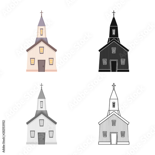 Vector design of church and catholic logo. Set of church and prayer stock vector illustration.