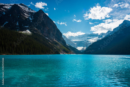 Lake Louise takes typical blue hue by sunny day