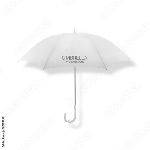 Vector 3d Realistic Render White Blank Umbrella Icon Closeup Isolated on White Background. Design Template of Opened Parasol for Mock-up, Branding, Advertise etc. Front View