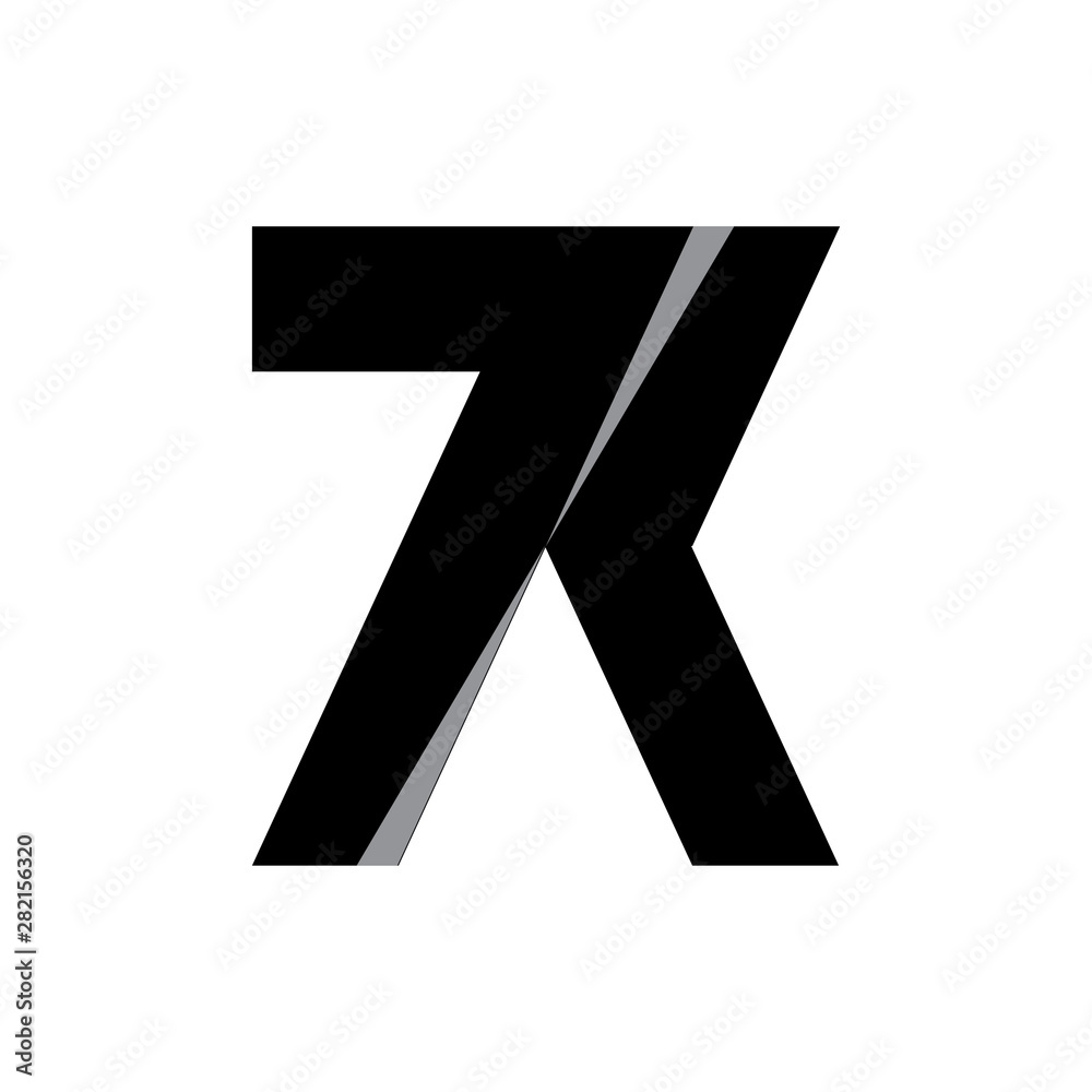 Fototapeta premium Number 7K logo design vector