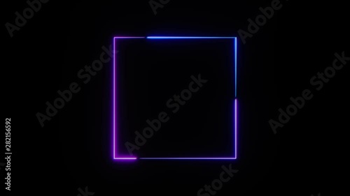 Abstract neon square frame. Seamless loop