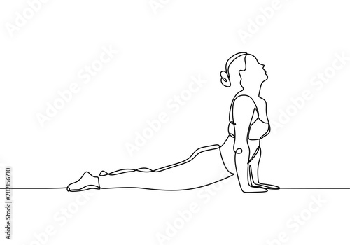 Photo Continuous line drawing of woman doing yoga exercise minimalist design