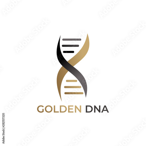 Golden DNA icon symbol abst...