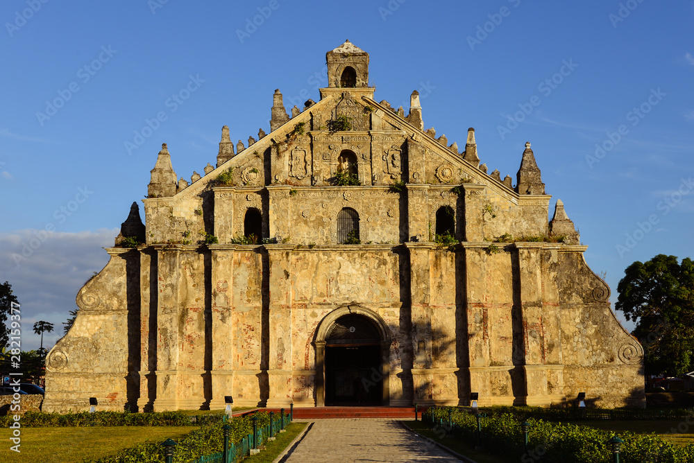 Facade, Paoay Church. This church was declared a National Cultural Treasure by the Philippine government in 1973 and a UNESCO World Heritage Site in 1993.