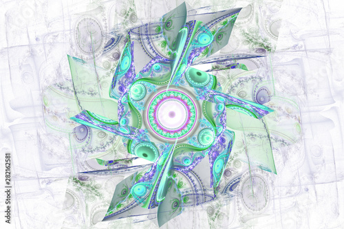White and colorful wallpaper cover background Geometric fractal shape can ill...