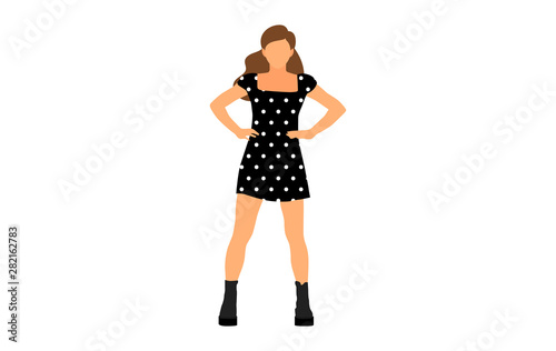 Young model woman posing on white isolated background. Flat illustration - Vector