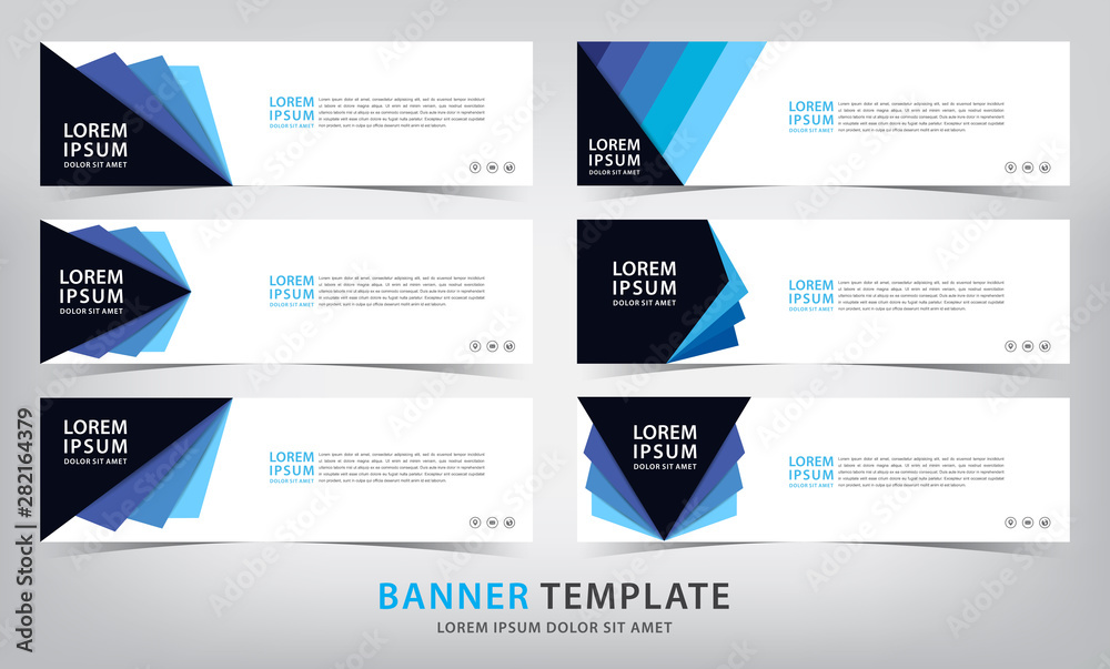 set of six abstract blue web banner templates, vector illustration set of six abstract blue web banner templates, vector illustration