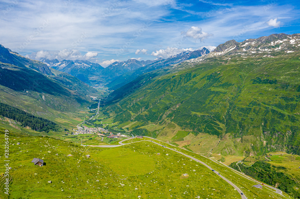 The Swiss Alps from above - amazing view over the mountains of Switzerland