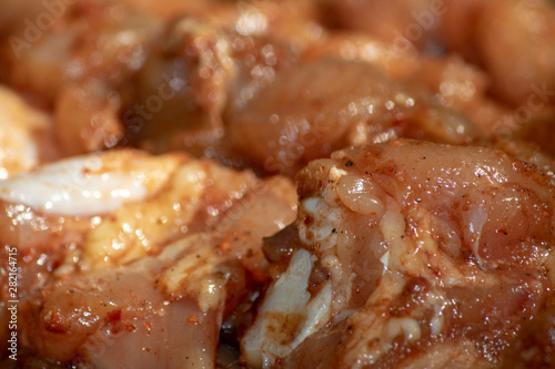 Close up of spicy chicken meat