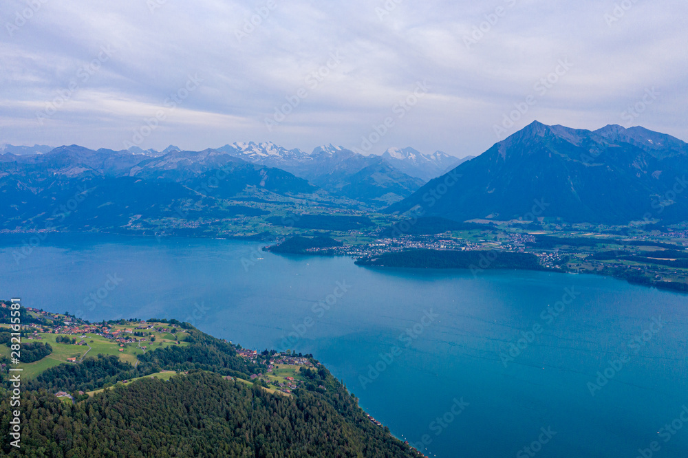 Famous Lake Thun in Switzerland from above