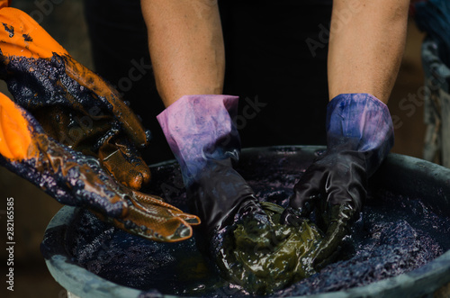 Indigo dyeing process photo