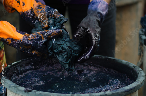 Indigo dyeing process photo