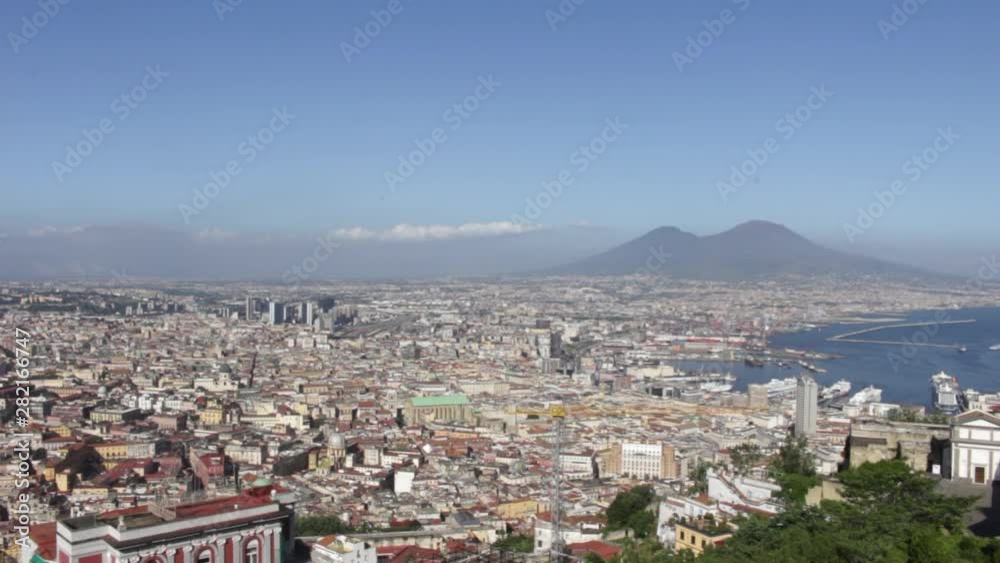 View of Naples Italy With Mount Vesuvius In Background on a Sunny Day View of Naples Italy With Mount Vesuvius In Background on a Sunny Day