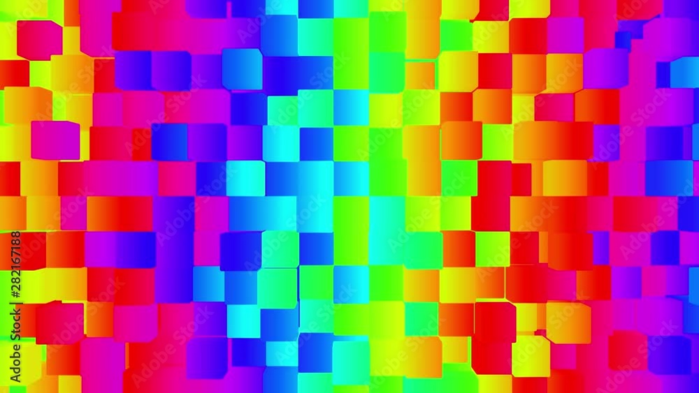 Loop of rainbow of colorful moving cubes - 3d render Loop of rainbow of colorful moving cubes - 3d render