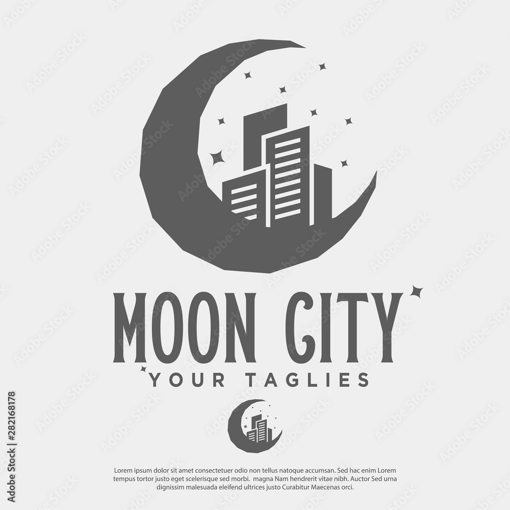 Fototapeta premium vector illustration of a city view over the moon