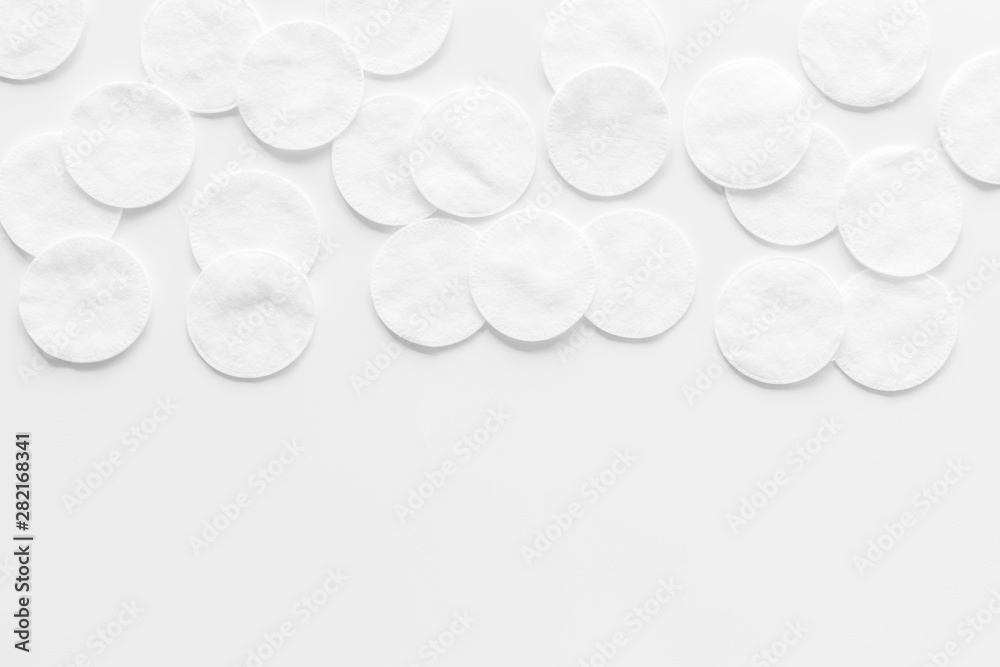 pattern of cosmetic cotton pads on white background top view mockup pattern of cosmetic cotton pads on white background top view mockup