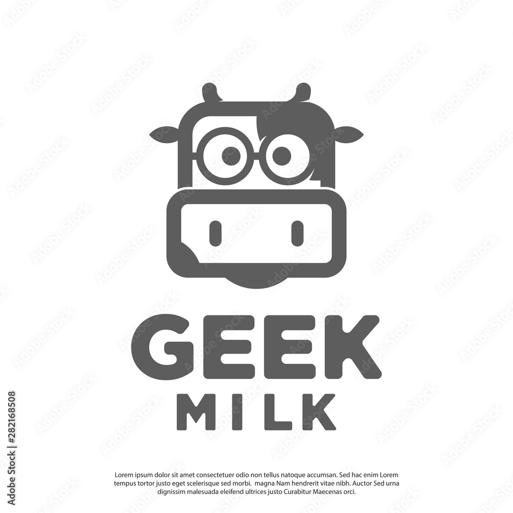 Minimalist cow character vector logo
