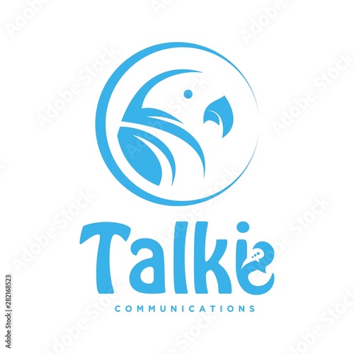 talkie vector logo, simple parrot illustration