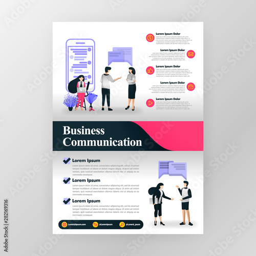 Poster for communication in business, seminar and business motivation. Marketing and teamwork. vector illustration concept for web, website, landing page, mobile app, brochure, poster, magazine cover.