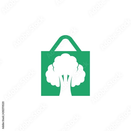Go Green Store Shopping Bag Isolated Logo Vector 