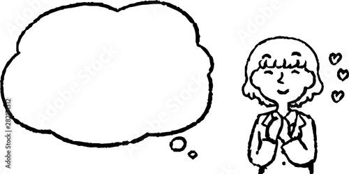 Illustration of a Upper body of Business woman face and pose with Speech Balloon