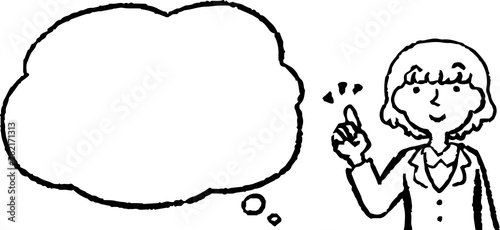 Illustration of a Upper body of Business woman face and pose with Speech Balloon