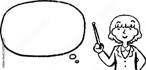 Illustration of a Upper body of Business woman face and pose with Speech Balloon