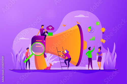 Partners cooperation. Colleagues coworking. Digital marketing team, success metrics, marketing team lead, team responsibilities concept. Vector isolated concept creative illustration