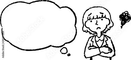 Illustration of a Upper body of Business woman face and pose with Speech Balloon