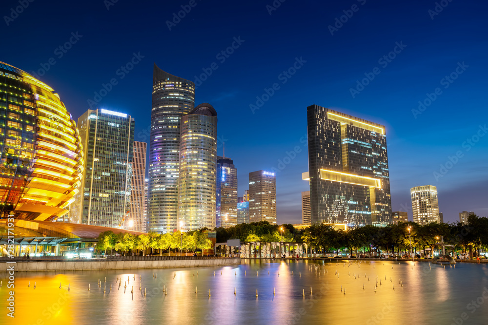 Fototapeta premium Urban Nightscape Modern Architecture..