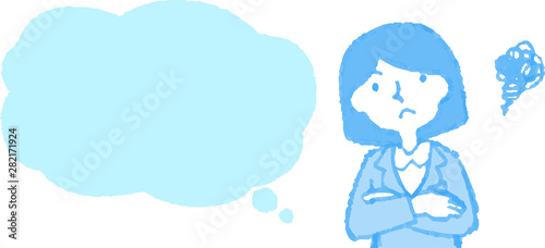 Upper body of Business woman face and pose with Speech Balloon