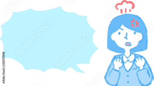 Upper body of Business woman face and pose with Speech Balloon