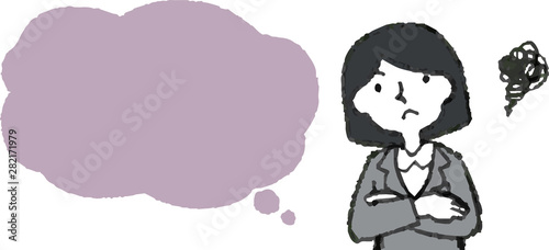 Upper body of Business woman face and pose with Speech Balloon