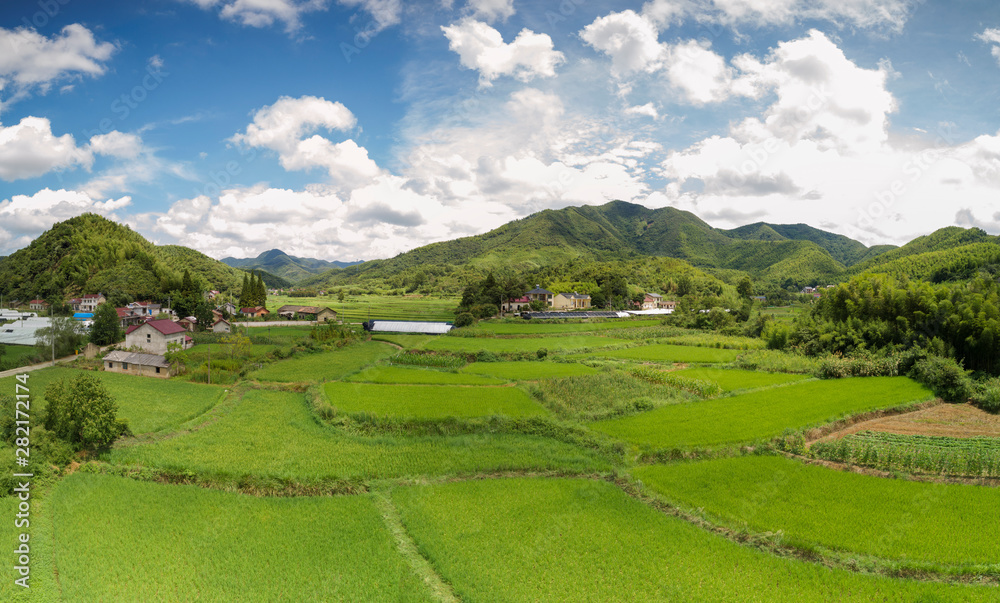 Aerial photo shows rural pastoral scenery of ningguo city, xuancheng city, anhui province, China