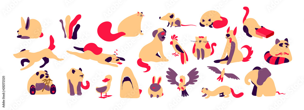 Set wild animals lion and elephant Set wild animals lion and elephant