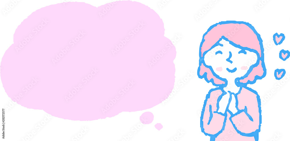 Upper body of woman face and pose with Speech Balloon